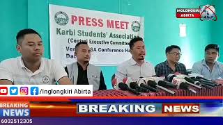 Press Meet Called by Karbi Students' Association (KSA), Central Executive Committee