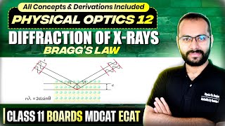 11 | Physical Optics 12 |  X Rays Diffraction | Bragg's Law of Diffraction | Boards/ECAT/MDCAT