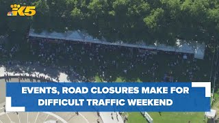 Multiple road closures, major events make for difficult traffic weekend around Seattle, King County