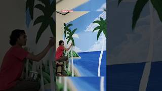 Proses Lukis Dinding kamar tema laut #shorts #short #mural #lukisdinding #viral #wallart #walldecor