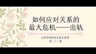 亲密关系 |  如何应对关系的最大危机——出轨 | 心理咨询师给你的亲密关系课 第22集