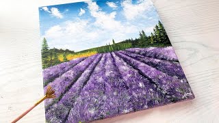 How to Paint lavender field for Beginners! 😍 Acrylic EASY Landscape Painting