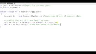 java program to print alphabets in pattern-increasing order
