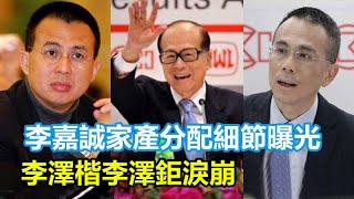 李澤楷李澤鉅抱頭痛哭：李嘉誠家產分配細節曝光！分成了多份，兩個兒子之外竟然還給了她們兩個？