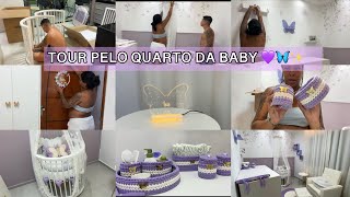 O QUARTINHO DA BABY FICOU PRONTO| Montamos os móveis e decoramos tudo+ Tour completa 🥹💜