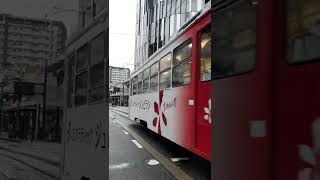 路面電車 天国 雨 ガラス美術館 ジュビラン JUBILANT 西町 停留場 2022年4月14日 富山市 富山 tram train トラム 無限 ループ endless infinite loop