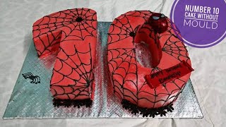 Number 10 cake without mould|number 10 cake receipe|number 10  cake|spiderweb cake design