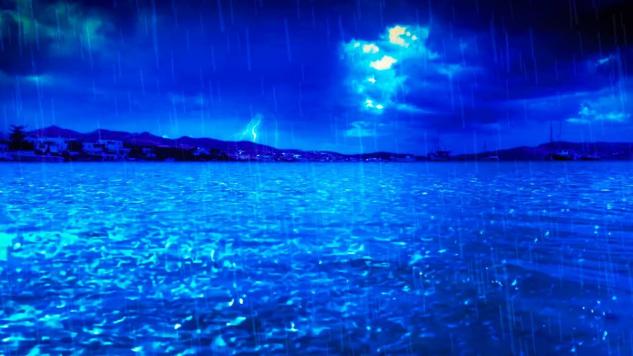 Rain Sounds Thunderstorm With Ocean Waves Sleep Study Focu