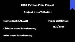 CS50P Final project: ToDoList. Python project