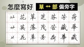 怎麼寫好「草(艹)」部︱提供字帖下載【 硬筆字從部首練起 19 】