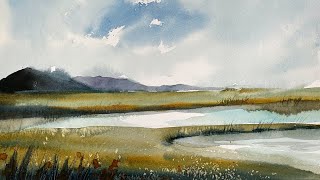 Simple Watercolour Landscape Painting Using Only One Brush!