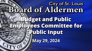 Budget and Public Employees Committee for Public Input - May 29, 2024