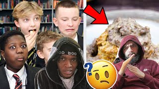 WE DON'T EAT THIS 💀 |  REACTING TO BRITISH HIGHSCHOOLERS TRY BISCUIT AND GRAVY FOR THE FIRST TIME