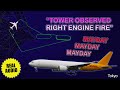 MAYDAY. “Tower observes engine fire”. Polar Boeing 777 returns to Tokyo Narita Airport. Real ATC