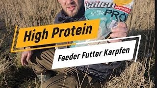 Feedern im Winter mit Karpfen Spezial Futter am Wiesenteich