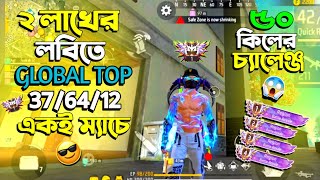 ২ লাখের লবিতে Global Top 37/64/12 একই ম্যাচে 😮 ফ্রি ফায়ার ইতিহাসে সবচেয়ে বেশি Rank Score এর রেকর্ড 😯