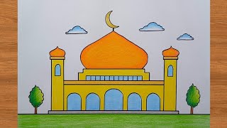 How to Draw a Mosque | Very Easy For Beginners | Drawing of a Mosque