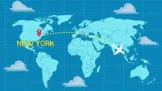 Trip from New York to Bali Animated Map!