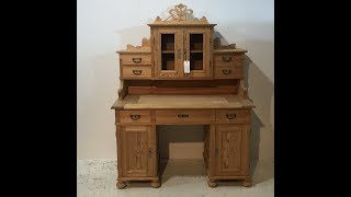 Large Ornate Antique Pine Desk for sale - Pinefinders Old Pine Furniture Warehouse