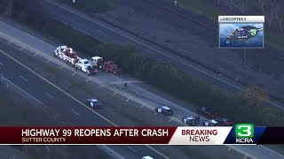 5 vehicle crash on Highway 99 in Sutter County