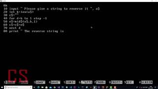 reverse string || pc-basic || reverse string pc-basic