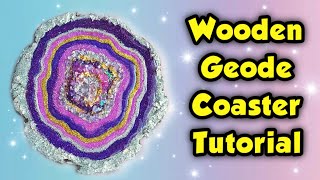 HOW TO MAKE A GEODE COASTER...on a WOOD SLICE! |feat. ARTEZA Acrylic Markers, Glitter and Wood Slice