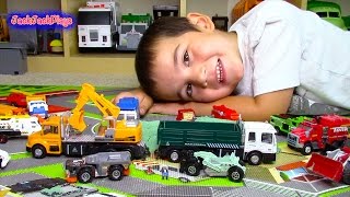 Toy Trucks for Kids! | Digger, Scraper, and Excavator Pretend Play in the Sand! | JackJackPlays