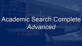 Academic Search Complete - Advanced