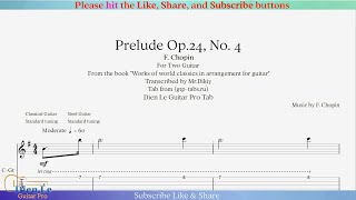 F.Chopin, Prelude Op.24, No.4 (Arrangement for 2 Guitar with Tab)