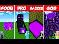 Minecraft Battle: NOOB vs PRO vs HACKER vs GOD: NETHER PORTAL HOUSE BASE BUILD CHALLENGE / Animation