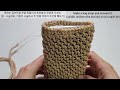 eng 독특한 우드 느낌의 코바늘 핸드폰가방 파피루스 폰백. crochet mobile phone bag.