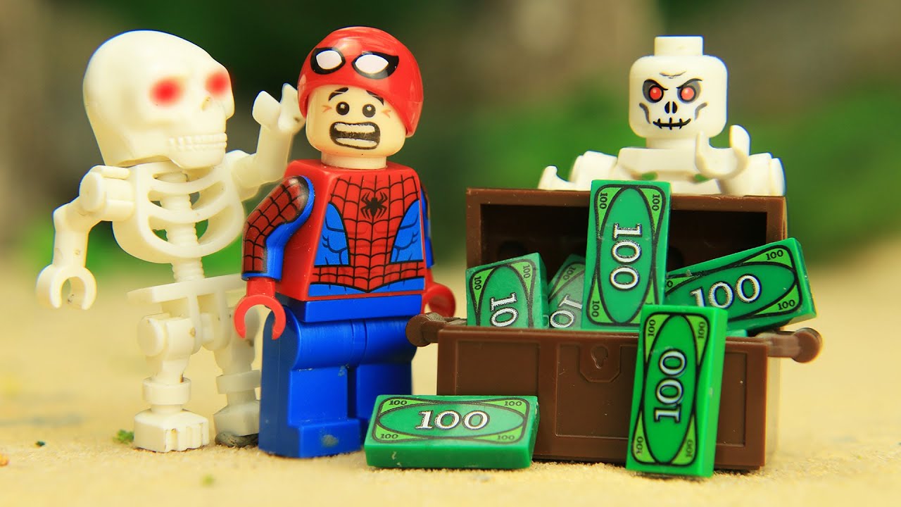 Skeleton Attack Spider-man In Beach Lego Stop Motion - YouTube