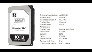 0F27402 Hitachi 10TB 7200RPM SAS 12.0 Gbps 3.5 256MB Cache Ultrastar Hard Drive