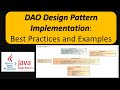 DAO Design Pattern Implementation: Best Practices and Examples | Data Access Object Design Pattern