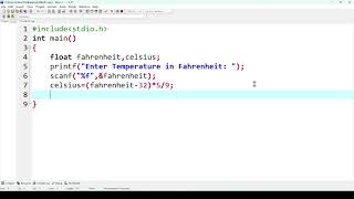 C Program to Convert Temperature from Fahrenheit to Celsius||Fahrenheit to Celsius Code #programming