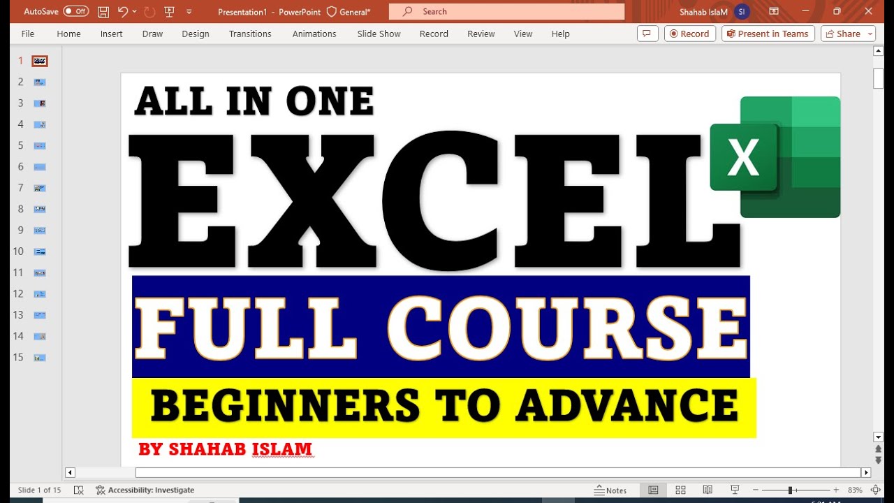 Excel Full Course For Beginners To Advanced Excel Course - YouTube