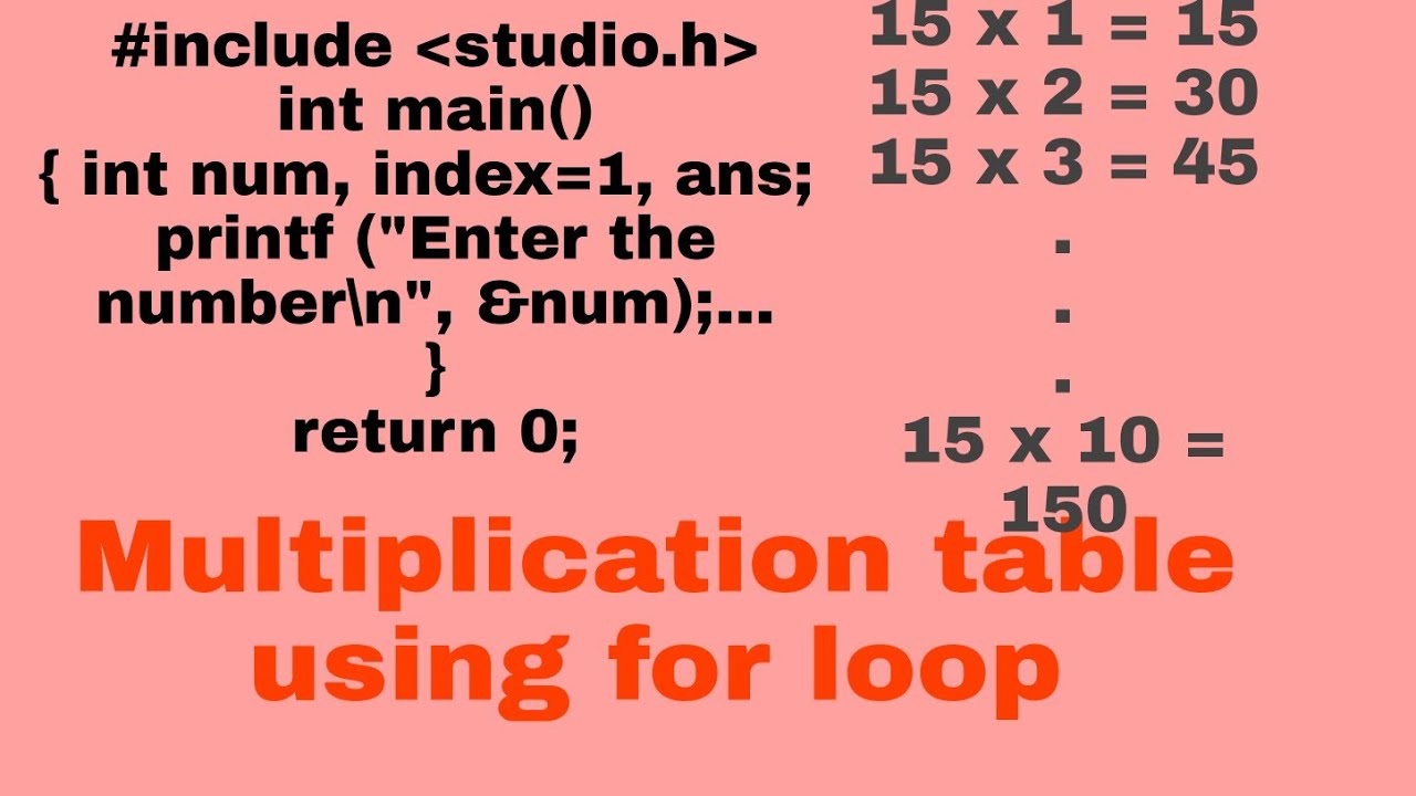 How To Create Multiplication Table Using For Loop In C Program – Bilarasa