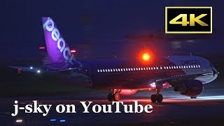 [4K] Plane Spotting Movie in the Night at Kansai Airport / 関西空港の美しい夜景 ANA ピーチ