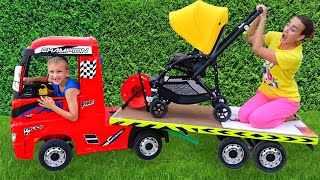 Niki ride on tow truck and play selling toy cars for kids