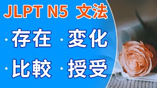 JLPT N5 文法： 「存在・変化・比較・授受」基本句型  例句反复训练实现快速反应，轻松应对日常对话！JLPT N5 Grammar