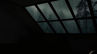 Black Attic Window🪟Rain Sleep Well with Rain on Attic Window, heavy rain to sleep relax