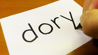 Easy！How to turn words DORY（Finding Dory｜Disney Pixar）into a Cartoon - How to draw doodle