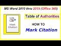 How to Mark Citations in a Table of Authorities : Word 2010 thru 2019