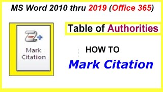 How to Mark Citations in a Table of Authorities : Word 2010 thru 2019