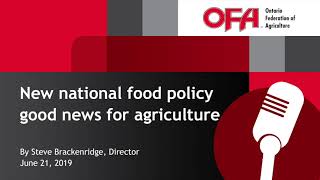 New national food policy good news for agriculture