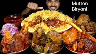 Eating Spicy Chicken Liver Gizzard Fry with Mutton Biryani | Mutton Nalli Curry \u0026 Gravy Mukbang