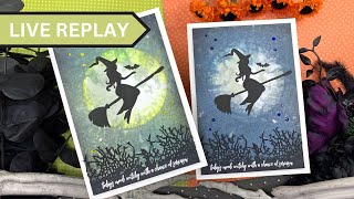 🟣LIVE REPLAY! Spooky Skies Cards with Picket Fence Studios!