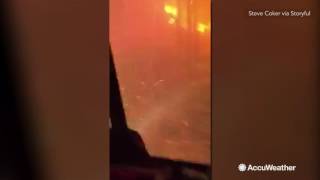 DRAMATIC: Firefighters drive through Gatlinburg wildfire