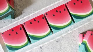 西瓜母乳皂 - watermelon soap making, cold process - 手工皂