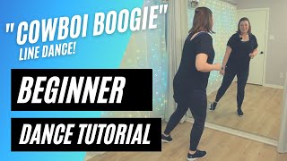 "Cowboi Boogie" (BEGINNER LINE DANCE TUTORIAL) | Step-by Step Line Dancing, Back-View!